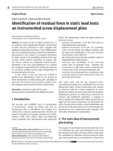 Identification of residual force in static load tests on instrumented screw displacement piles