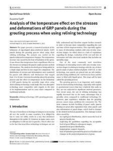 Analysis of the temperature effect on the stresses and deformations of GRP panels during the grouting process when using relining technology