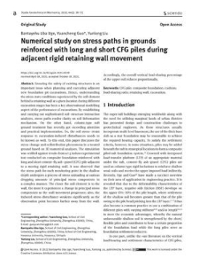 Numerical study on stress paths in grounds reinforced with long and short CFG piles during adjacent rigid retaining wall movement