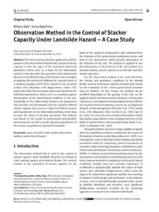 Observation Method in the Control of Stacker Capacity Under Landslide Hazard – A Case Study
