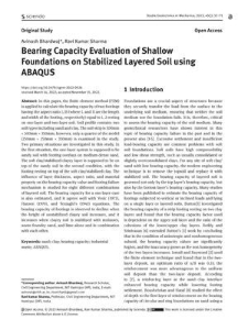 Bearing Capacity Evaluation of Shallow Foundations on Stabilized Layered Soil using ABAQUS