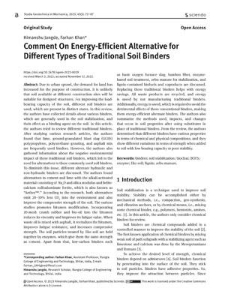 Comment On Energy-Efficient Alternative for Different Types of Traditional Soil Binders