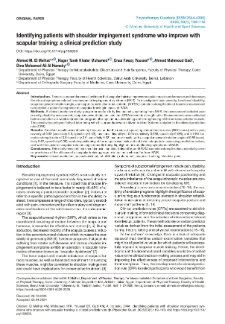 Identifying patients with shoulder impingement syndrome who improve with scapular training: a clinical prediction study