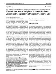 Effect of Specimens’ Height to Diameter Ratio on Unconfined Compressive Strength of Cohesive Soil