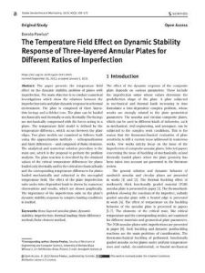 The Temperature Field Effect on Dynamic Stability Response of Three-layered Annular Plates for Different Ratios of Imperfection