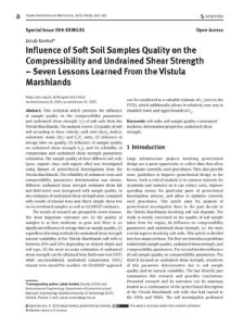 nfluence of Soft Soil Samples Quality on the Compressibility and Undrained Shear Strength – Seven Lessons Learned From the Vistula Marshlands