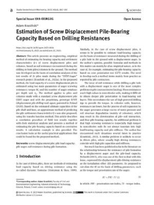 Estimation of Screw Displacement Pile-Bearing Capacity Based on Drilling Resistances