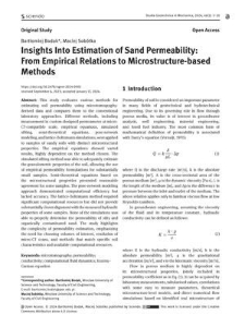 Insights Into Estimation of Sand Permeability: From Empirical Relations to Microstructure-based Methods