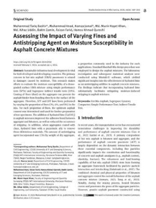 Assessing the Impact of Varying Fines and Antistripping Agent on Moisture Susceptibility in Asphalt Concrete Mixtures