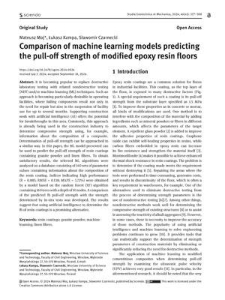 Comparison of machine learning models predicting the pull-off strength of modified epoxy resin floors