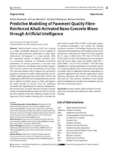 Predictive Modelling of Pavement Quality Fibre-Reinforced Alkali-Activated Nano-Concrete Mixes through Artificial Intelligence