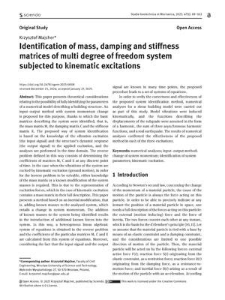 Identification of mass, damping and stiffness matrices of multi degree of freedom system subjected to kinematic excitations