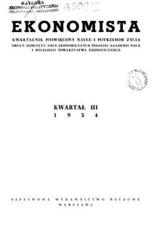 Ekonomista : kwartalnik poświęcony nauce i potrzebom życia, 1954, kwartał III