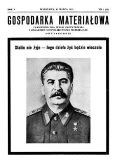 Gospodarka Materiałowa : czasopismo dla spraw zaopatrzenia i zagadnień gospodarowania materiałami, Rok V, 15 marca 1953, nr 5 (51)