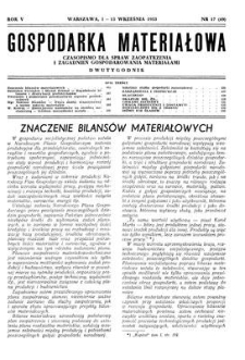 Gospodarka Materiałowa : czasopismo dla spraw zaopatrzenia i zagadnień gospodarowania materiałami, Rok V, 1-15 września 1953, nr 17 (62)