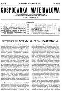 Gospodarka Materiałowa : czasopismo dla spraw zaopatrzenia i zagadnień gospodarowania materiałami, Rok VI, 1-15 marzec 1954, nr 5 (74)