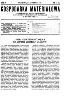 Gospodarka Materiałowa : czasopismo dla spraw zaopatrzenia i zagadnień gospodarowania materiałami, Rok VI, 16-30 czerwca 1954, nr 12 (81)