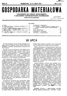 Gospodarka Materiałowa : czasopismo dla spraw zaopatrzenia i zagadnień gospodarowania materiałami, Rok VI, 16-31 lipca 1954, nr 14 (83)