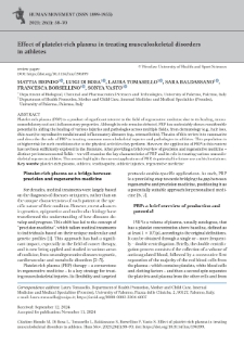Effect of platelet-rich plasma in treating musculoskeletal disorders in athletes