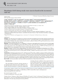 Physiological drift during steady-state exercise based on the incremental Talk Test