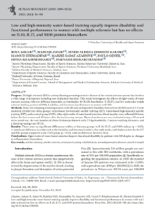Low and high-intensity water-based training equally improve disability and functional performance in women with multiple sclerosis but has no effects on IL10, IL17, and S100 protein biomarkers