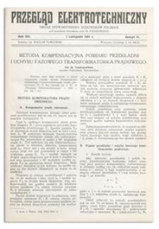 Przegląd Elektrotechniczny. Rok XIII, 1 Listopada 1931, Zeszyt 21
