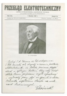 Przegląd Elektrotechniczny. Rok XIII, 1 Grudnia 1931, Zeszyt 23