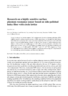 Research on a highly sensitive surface plasmon resonance sensor based on side-polished holey fiber with circle lattice