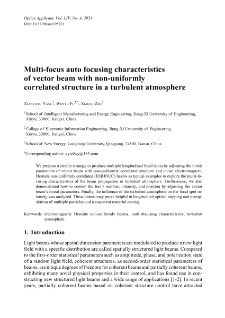 Multi-focus auto focusing characteristics of vector beam with non-uniformly correlated structure in a turbulent atmosphere
