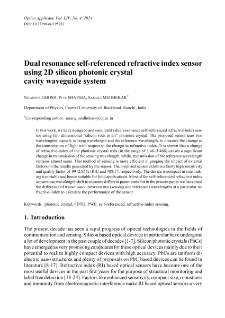 Dual resonance self-referenced refractive index sensor using 2D silicon photonic crystal cavity waveguide system