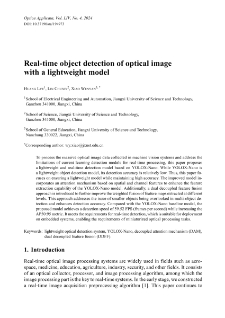 Real-time object detection of optical image with a lightweight model