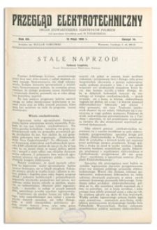 Przegląd Elektrotechniczny. Rok XV, 15 Maja 1933, Zeszyt 10