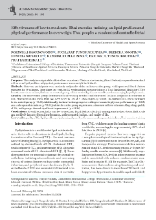 Effectiveness of low to moderate Thai exercise training on lipid profiles and physical performance in overweight Thai people: a randomised controlled trial