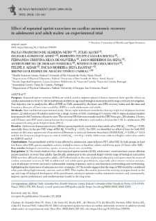 Effect of repeated sprint exercises on cardiac autonomic recovery in adolescent and adult males: an experimental trial