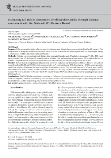 Evaluating fall risk in community-dwelling older adults through balance assessment with the Nintendo Wii Balance Board
