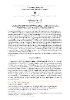 Ocena zmian w makrootoczeniu funkcjonowania współczesnego biznesu turystycznego