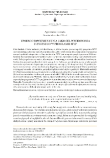 Upodmiotowienie ucznia jako cel wychowania fizycznego w programie MYP