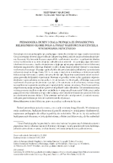 Pedagogika duszy i ciała płynąca ze świadectwa religijnego Glorii Polo a świat wartości nauczyciela wychowania fizycznego