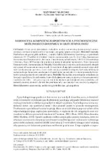 Samoocena kompetencji sportowych a psychofizyczne możliwości zawodnika w grze zespołowej