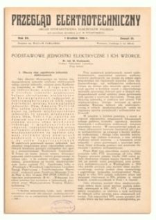 Przegląd Elektrotechniczny. Rok XV, 1 Grudnia 1933, Zeszyt 23