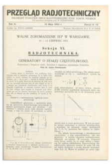 Przegląd Radjotechniczny. Rok XI, 1 Maja 1933, Zeszyt 9-10
