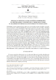 Edukacja fizyczna ludzi w późnej dorosłości na przykładzie Uniwersytetu Trzeciego Wieku w Akademii Wychowania Fizycznego we Wrocławiu