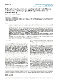Exploring the impact of performance-based high-intensity treadmill training in chronic stroke patients: a group-matched, single-blind pilot trial with a 3-month follow-up