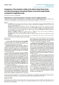 Comparison of the predictive validity of the Alberta Infant Motor Scale and Infant Neurological International Battery in low-birth-weight infants: a prospective longitudinal study