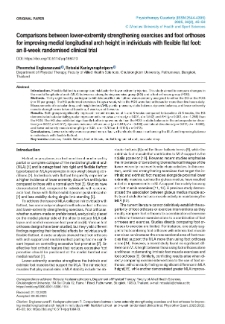 Comparisons between lower-extremity strengthening exercises and foot orthoses for improving medial longitudinal arch height in individuals with ﬂexible ﬂat foot: an 8-week randomised clinical trial