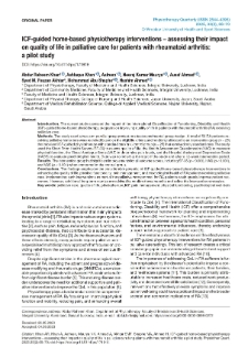 ICF-guided home-based physiotherapy interventions – assessing their impact on quality of life in palliative care for patients with rheumatoid arthritis: a pilot study