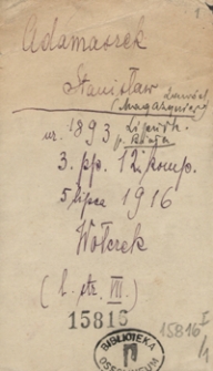 [Legiony Polskie. Kartoteka legionistów wziętych do niewoli w latach 1914-1918. Pudło 1: Lit. A-H.]