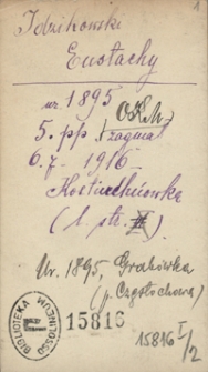 [Legiony Polskie. Kartoteka legionistów wziętych do niewoli w latach 1914-1918. Pudło 2: Lit. I-Ł.]