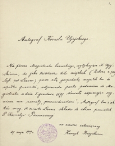 [Papiery dotyczące Kornela Ujejskiego z lat 1877-1909]