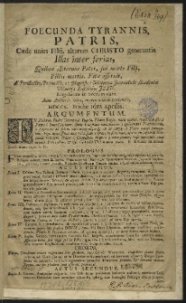 Foecunda Tyrannis, Patris, Caede unius Filii, alterum Christo generantis